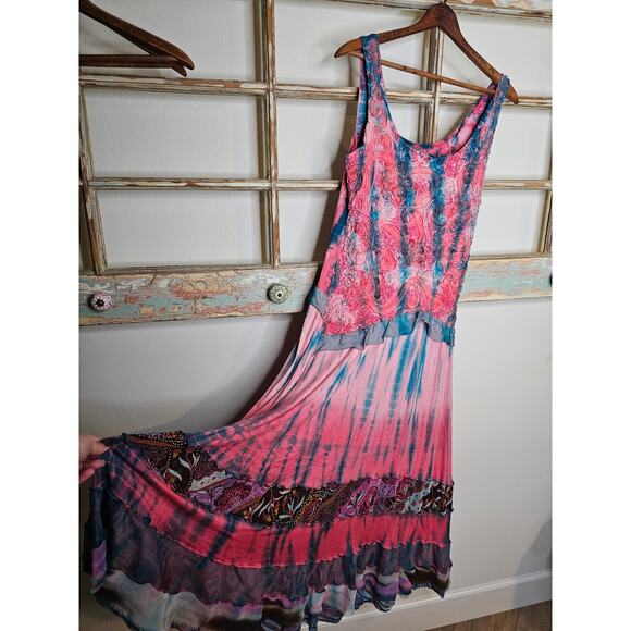 Unlabeled Dresses & Skirts - Boho Tie Dye Sleeveless Midi Dress With Layers of Detail Ladies size Medium